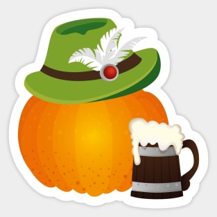 Oktoberfest Pumpkin, Beer, Alpine Hat Sticker